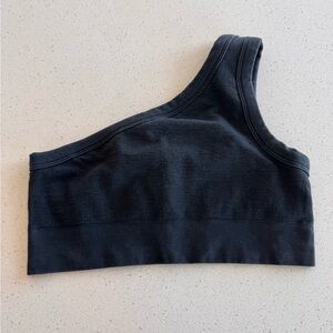 Gymshark Black Athletic Top ribbed one shoulder sport bra